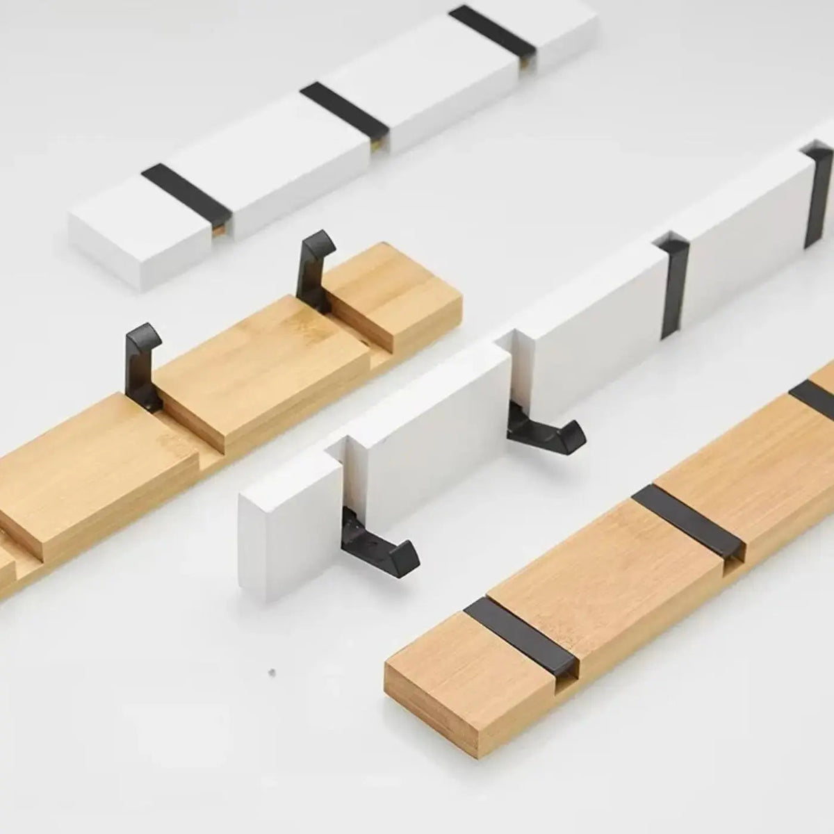 Wooden Wall Mounted Coat Rack with Flip Hooks