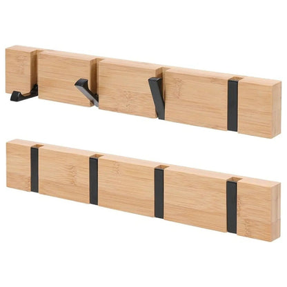 Wooden Wall Mounted Coat Rack with Flip Hooks