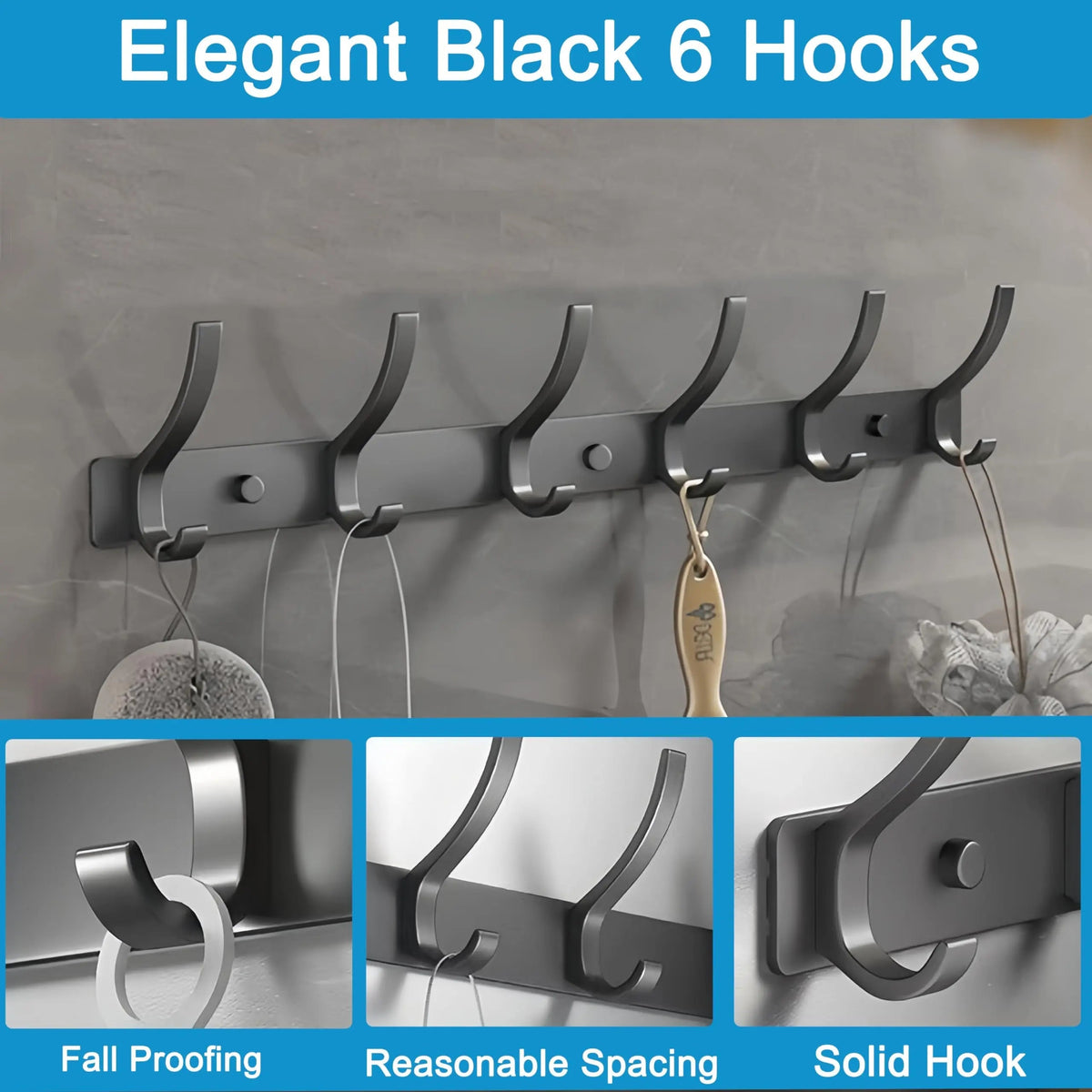 Over Door Hook Organiser Rack with 5 Hooks