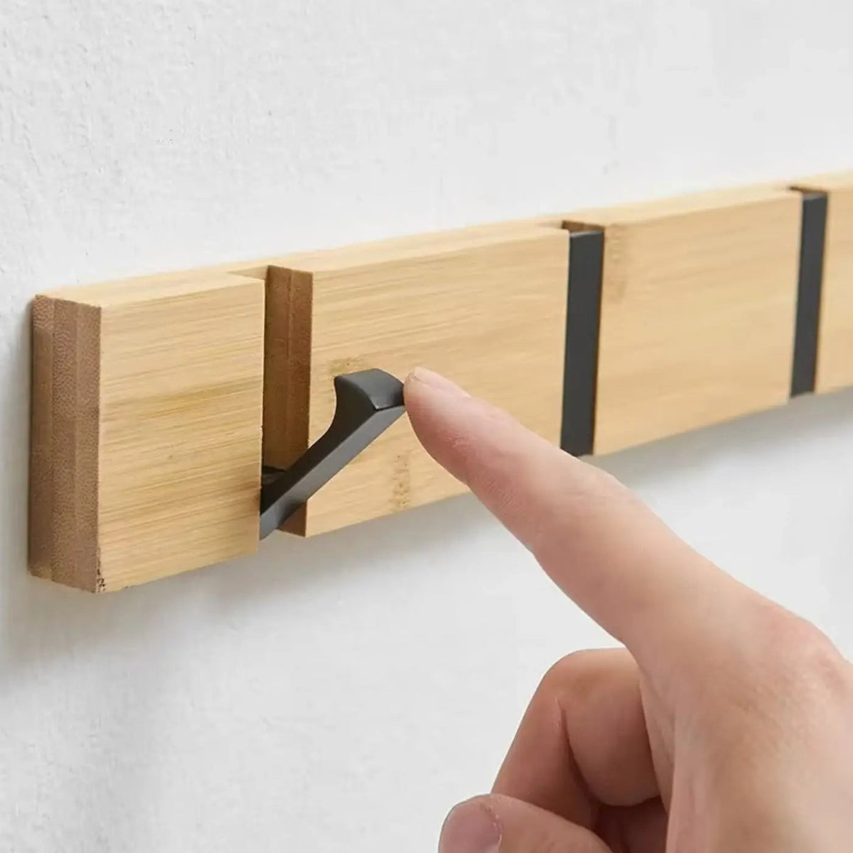 Wooden Wall Mounted Coat Rack with Flip Hooks
