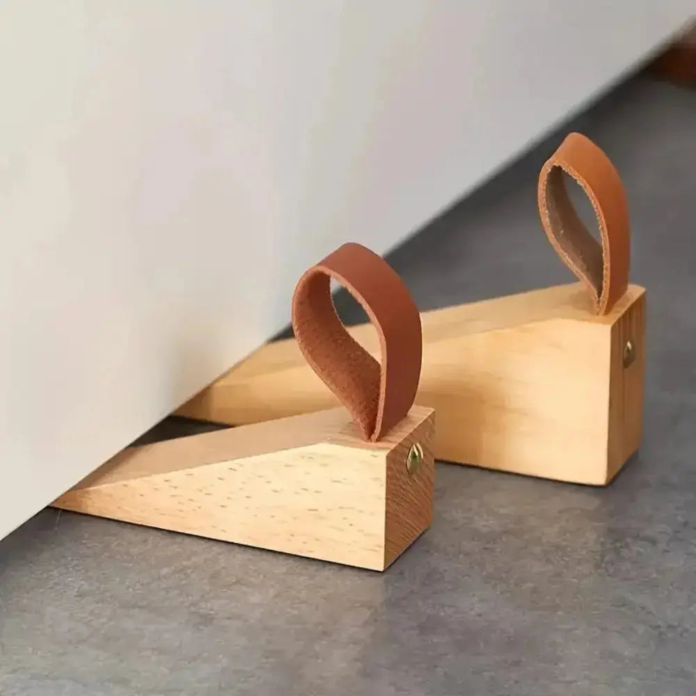 Solid Wood Door Stopper with Non Slip Base