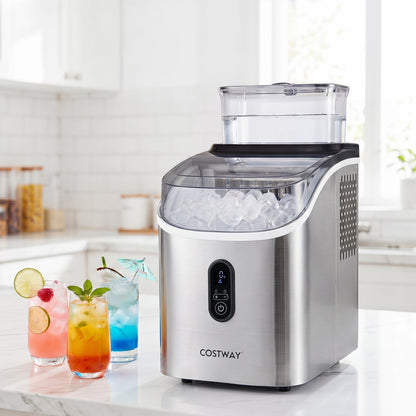 Ice Cube Maker Countertop w/ External Tank & Self-Cleaning 13 Thickness Levels-
