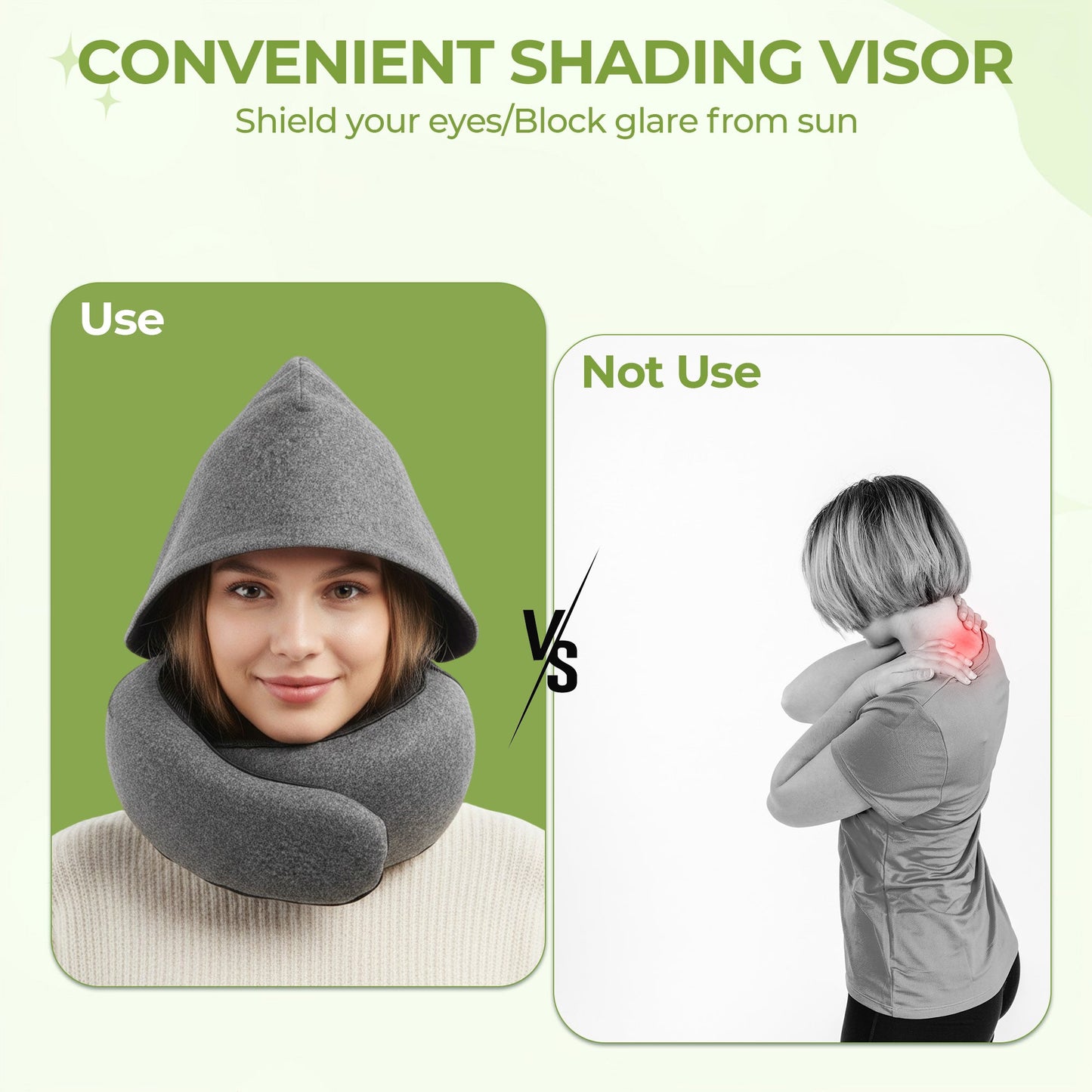 Upgraded Hooded Neck Pillow – Memory Foam Travel Comfort