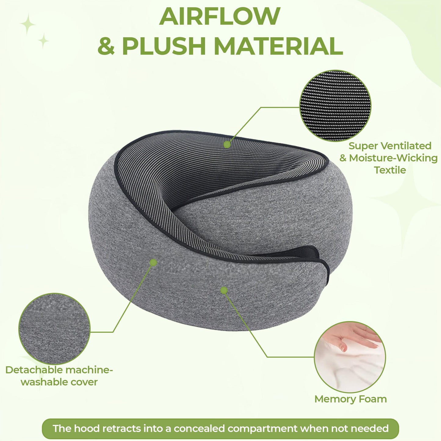 Upgraded Hooded Neck Pillow – Memory Foam Travel Comfort