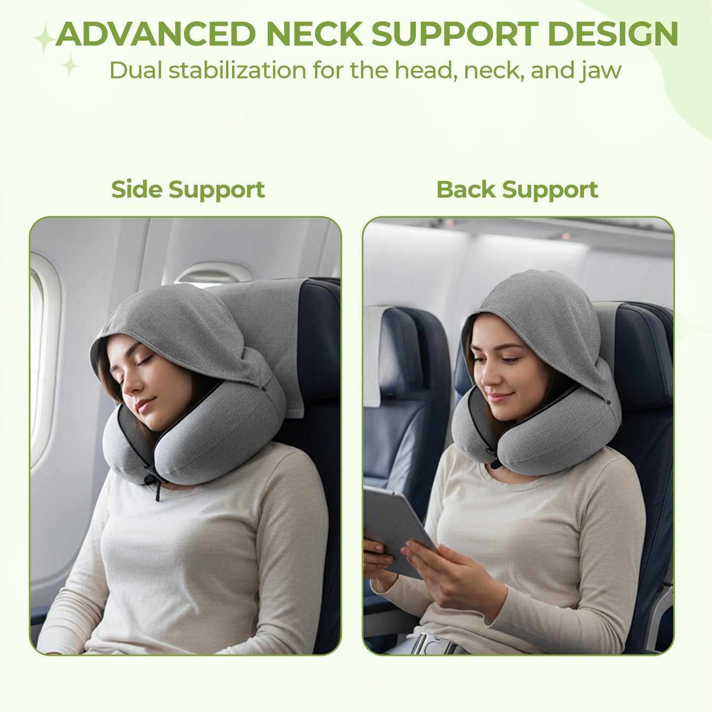 Upgraded Hooded Neck Pillow – Memory Foam Travel Comfort