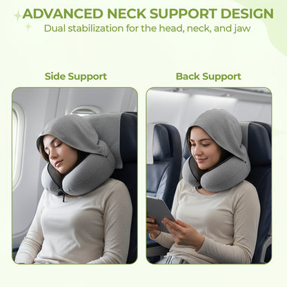 Upgraded Hooded Neck Pillow – Memory Foam Travel Comfort