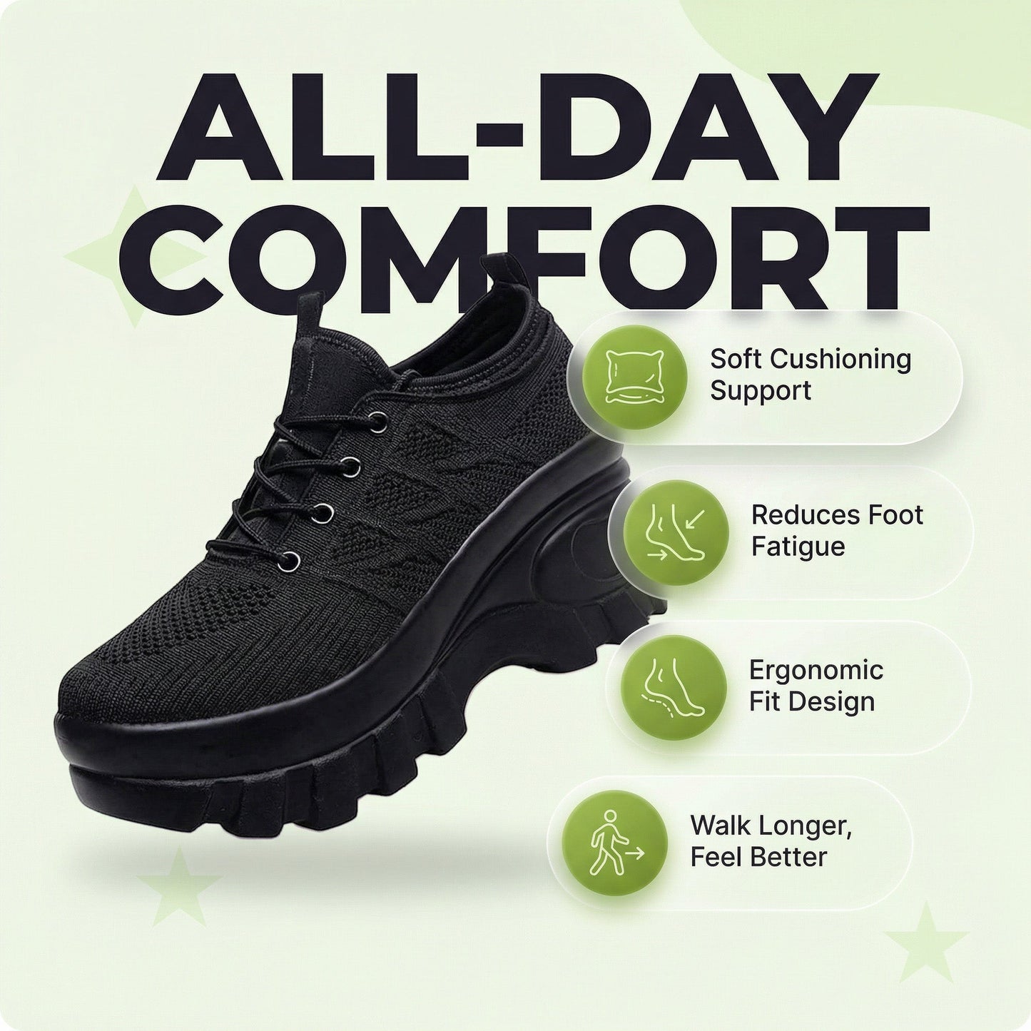 Nurse Comfort Shoes Platform Arch Support Slip-On