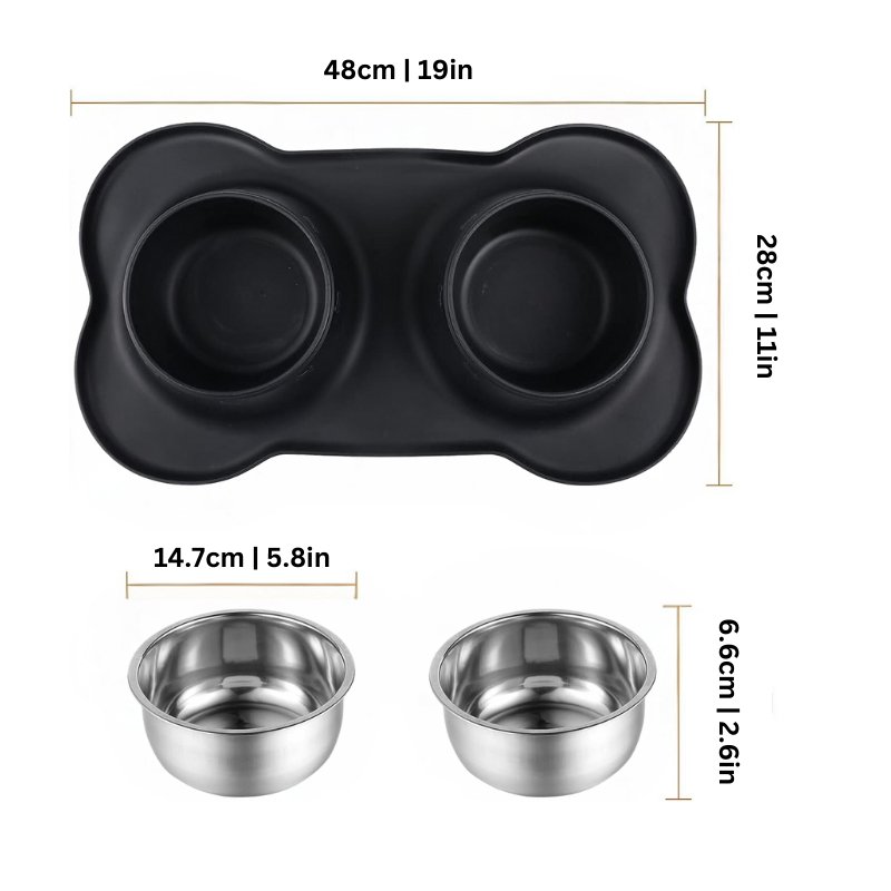 Stainless Steel Pet Bowls - Non-Slip Feeding Set