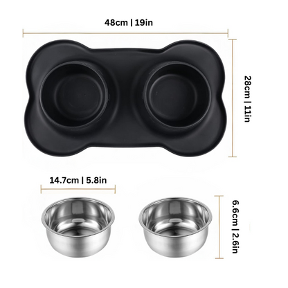 Stainless Steel Pet Bowls - Non-Slip Feeding Set