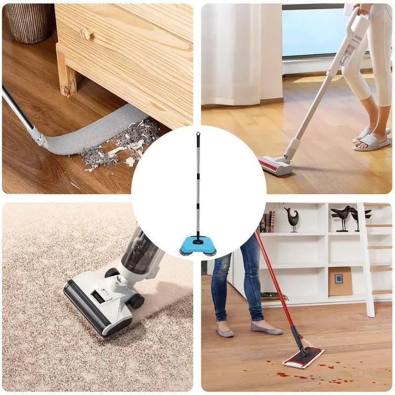 2-in-1 Manual Broom with Rotating Brush Head