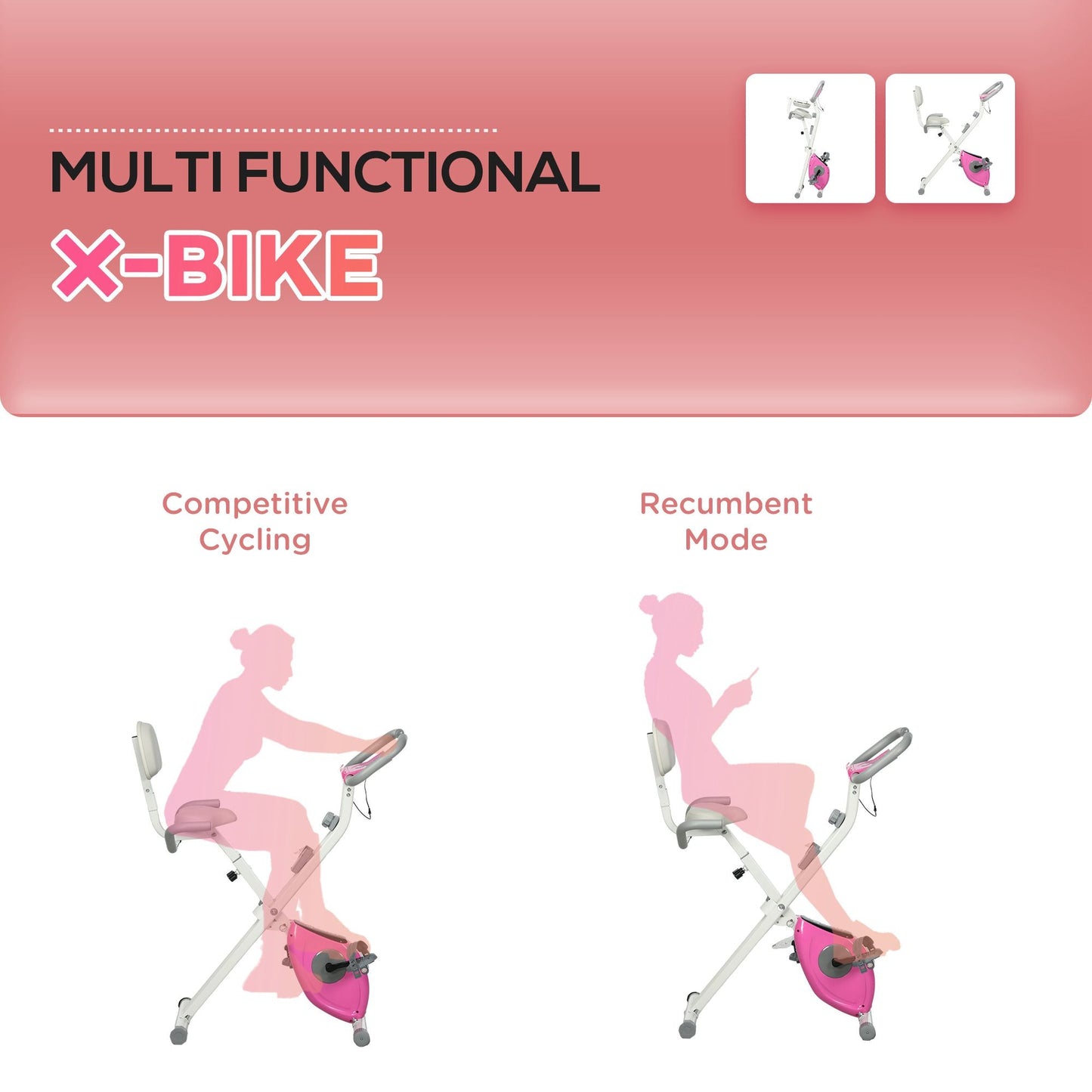 Foldable Magnetic Exercise Bike – 8 Resistance Levels & Backrest