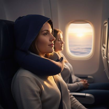Upgraded Hooded Neck Pillow – Memory Foam Travel Comfort