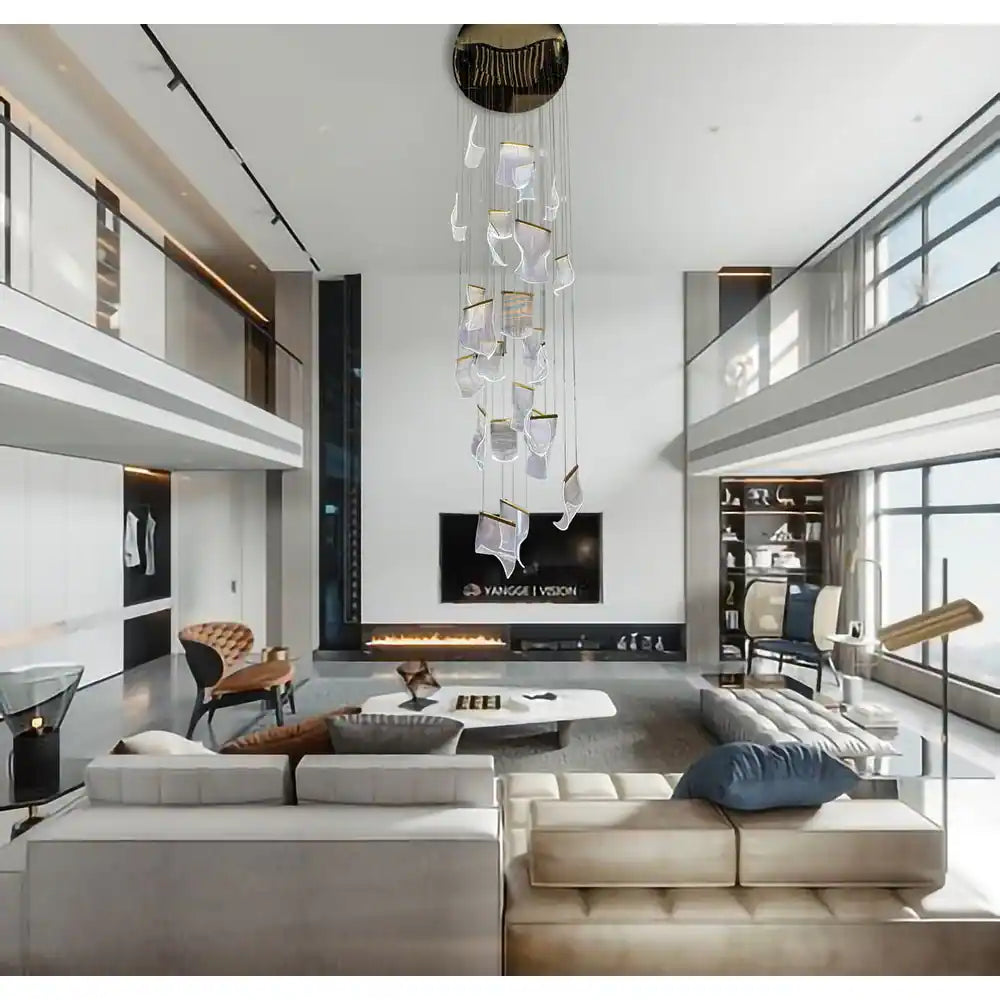 Contemporary Acrylic Panel LED Chandelier – image 28