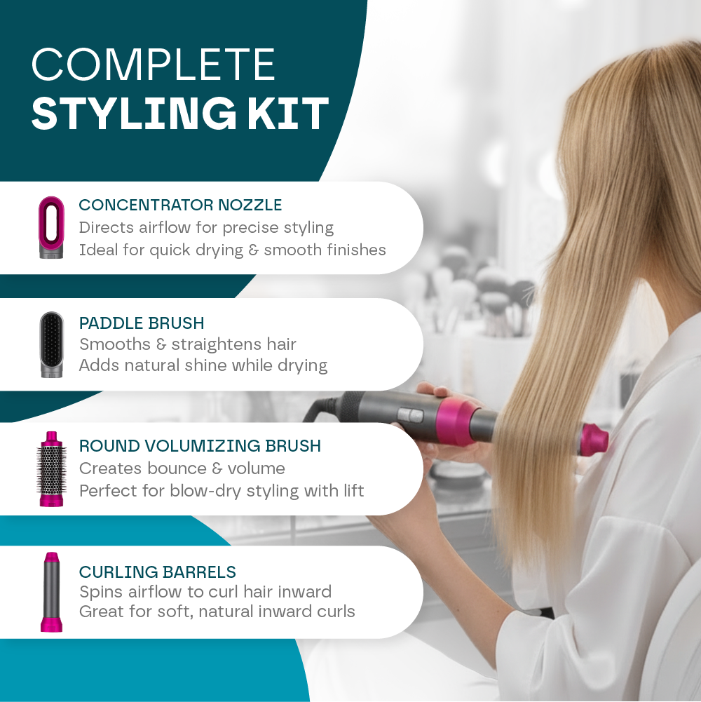 5-in-1 Hair Styler Pro V2 – Auto Curling, Blow Dry & Straighten ,1000W