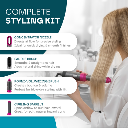 5-in-1 Hair Styler Pro V2 – Auto Curling, Blow Dry & Straighten ,1000W