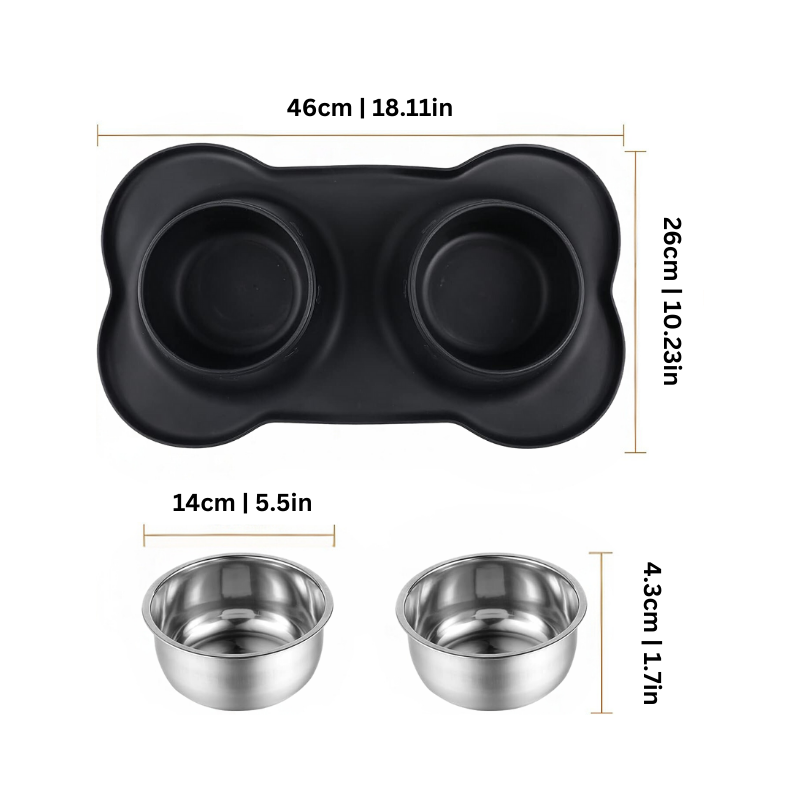Stainless Steel Pet Bowls - Non-Slip Feeding Set