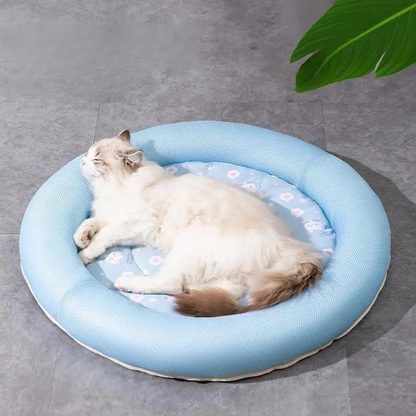 Floral Pet Bed - Soft Cooling Dog & Cat Cushion