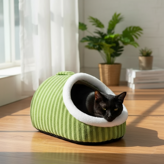 Calming Cat Cave Bed - Soft Washable Pet Hideout