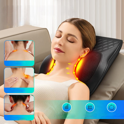 Heated Massage Pillow Cushion for Neck & Back Relief