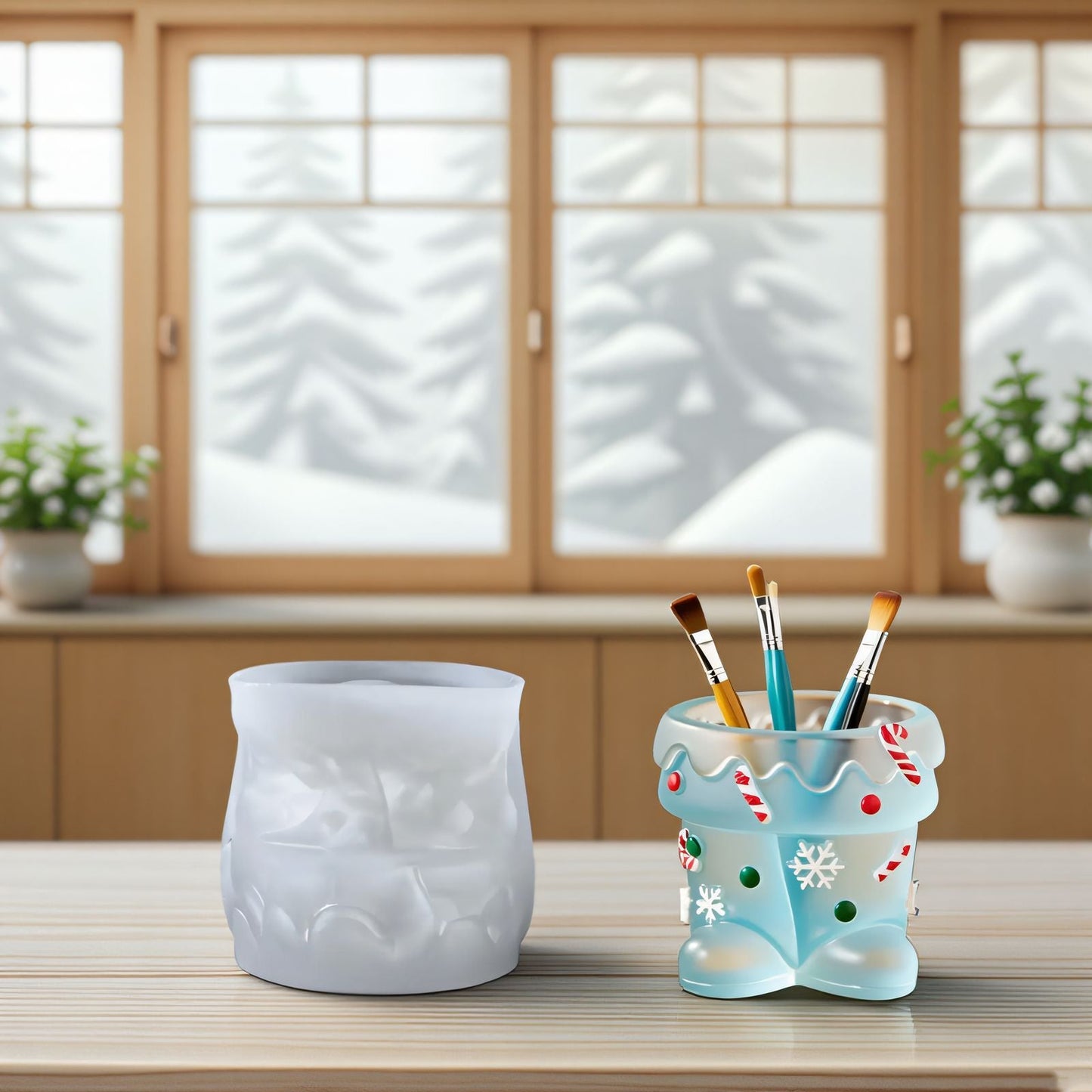 Christmas Silicone Epoxy Mold Set – DIY Candle & Pot Mold