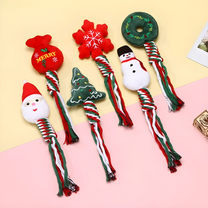 Christmas Dog Chew Toy Tug Squeaky Holiday Toy