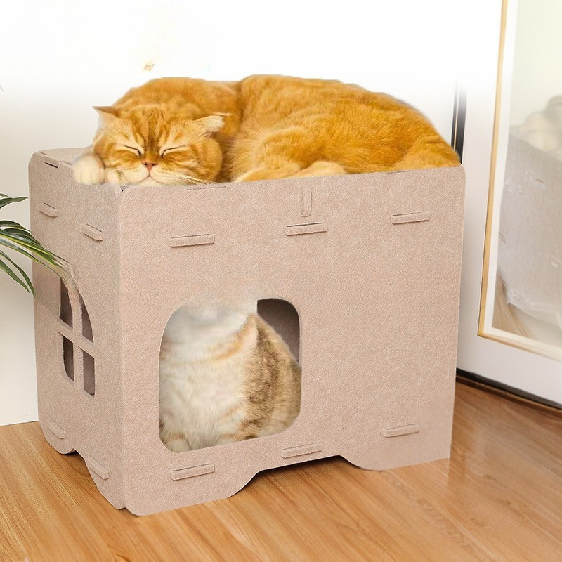 Felt Cat Cave House - 2-in-1 Hideout & Perch Bed