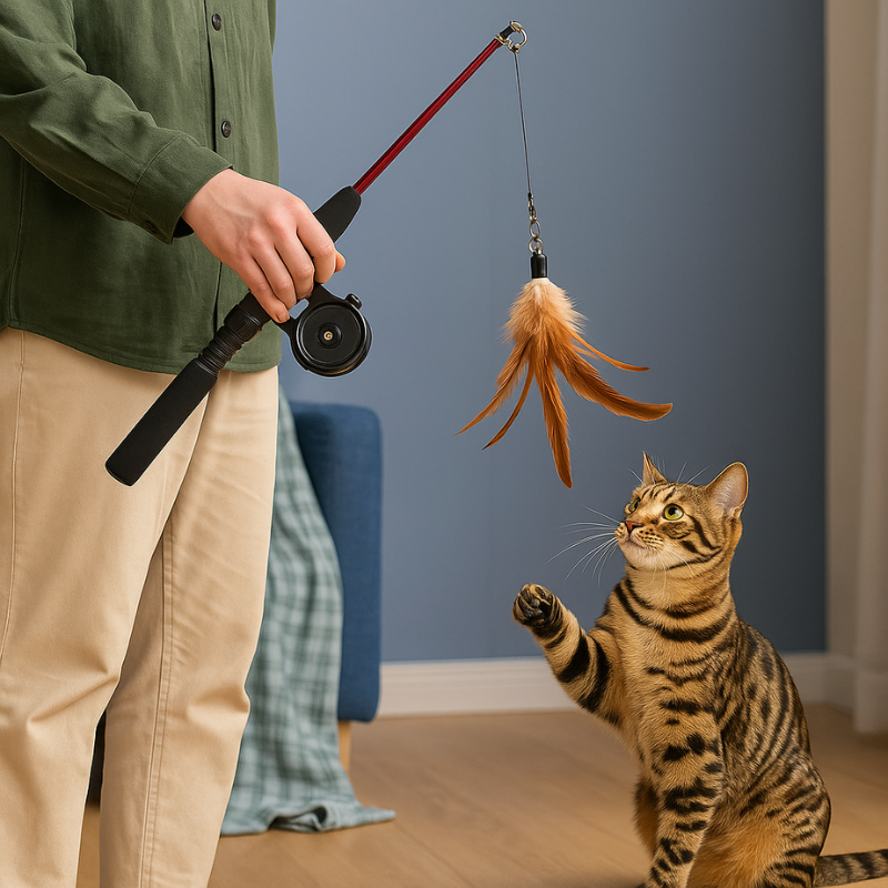 Telescopic Cat Teaser Wand - Interactive Toy