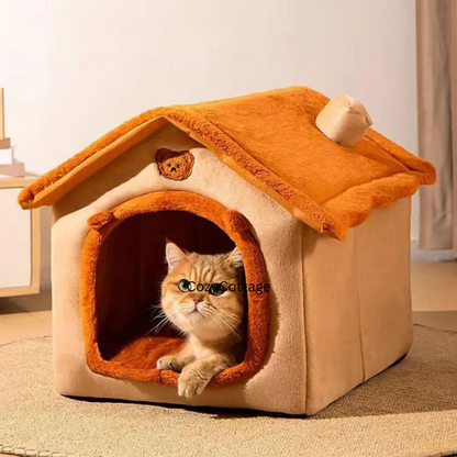 Soft Pet Bed House - Warm Cozy Dog & Cat Bed