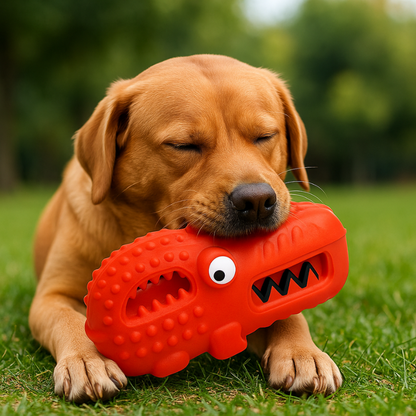 Slow Feeder Dog Toy - Squeaky Dental Chew Toy