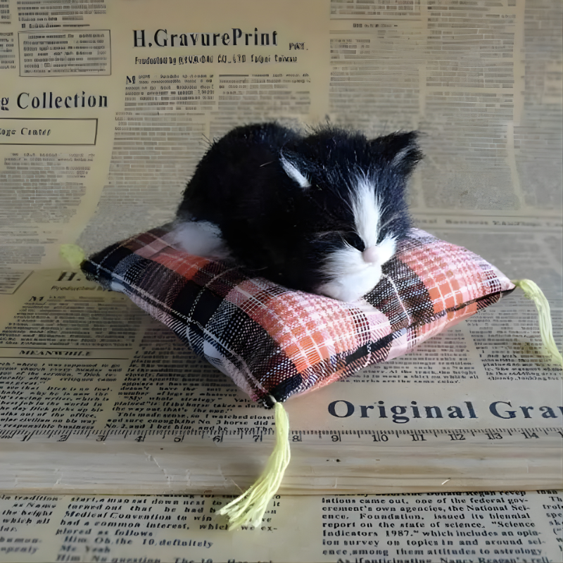Realistic Sleeping Cat Plush Toy - Soft Home Decor