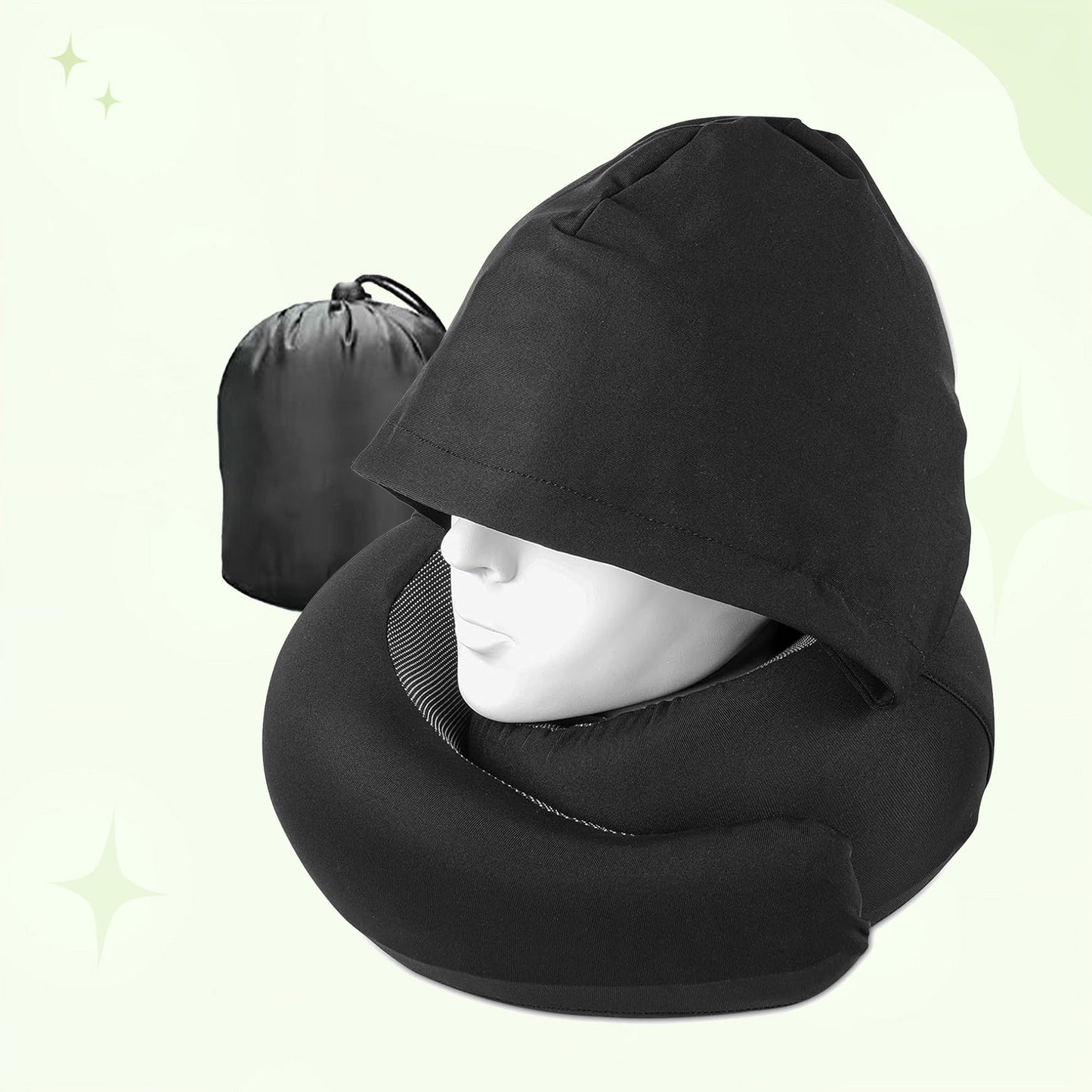 Upgraded Hooded Neck Pillow – Memory Foam Travel Comfort