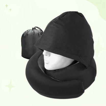 Upgraded Hooded Neck Pillow – Memory Foam Travel Comfort