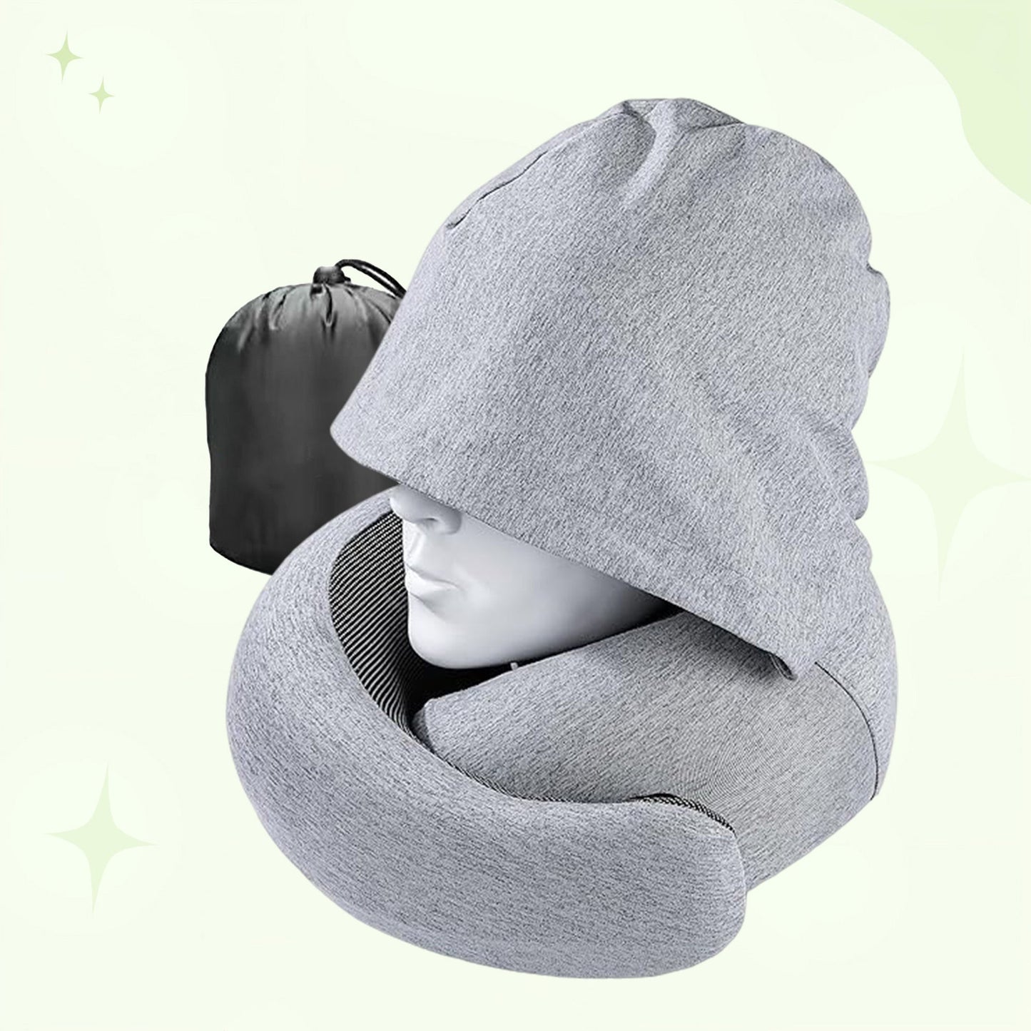 Upgraded Hooded Neck Pillow – Memory Foam Travel Comfort