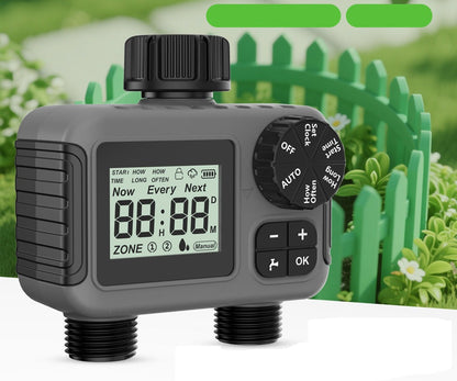 Dual-Outlet Smart Water Timer – Automatic Garden Irrigation