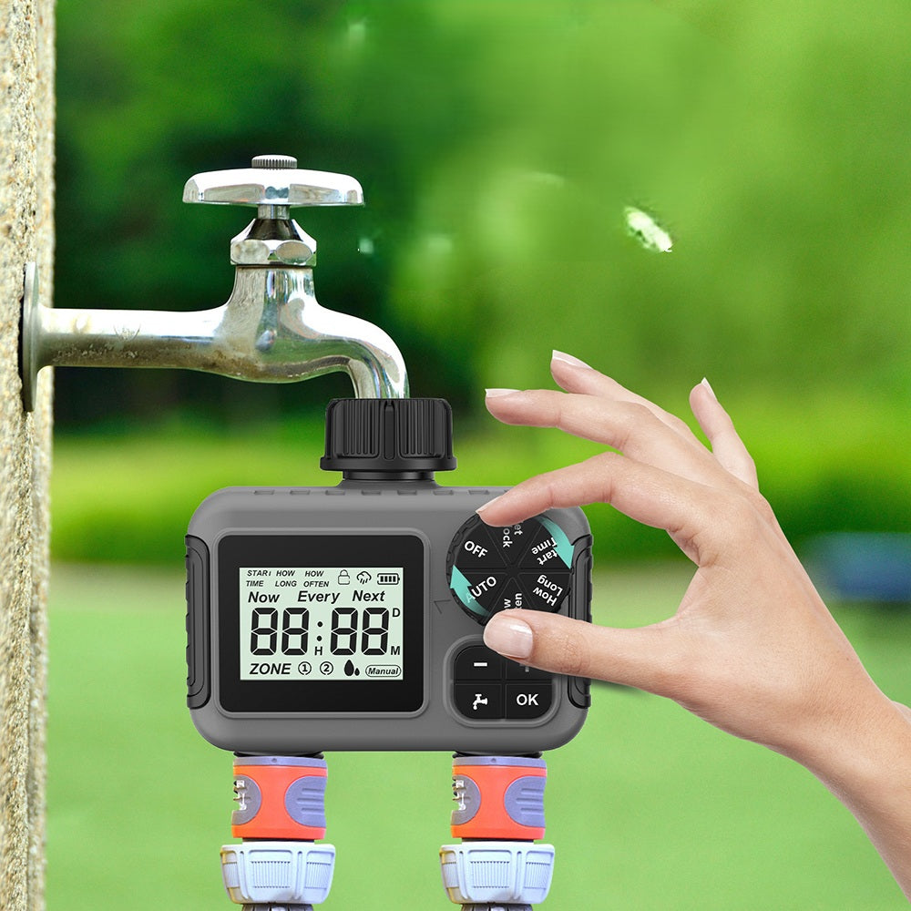 Dual-Outlet Smart Water Timer – Automatic Garden Irrigation