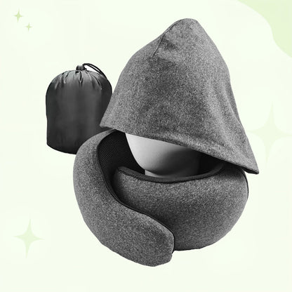Upgraded Hooded Neck Pillow – Memory Foam Travel Comfort