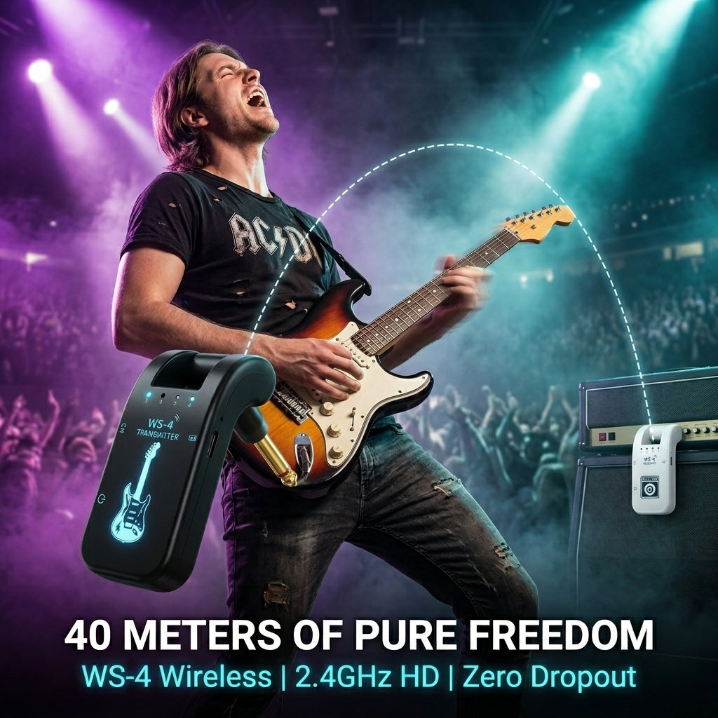 Wireless Guitar Transmitter Receiver 2.4GHz for Electric Guitar Bass Low Latency Rechargeable InsMazid