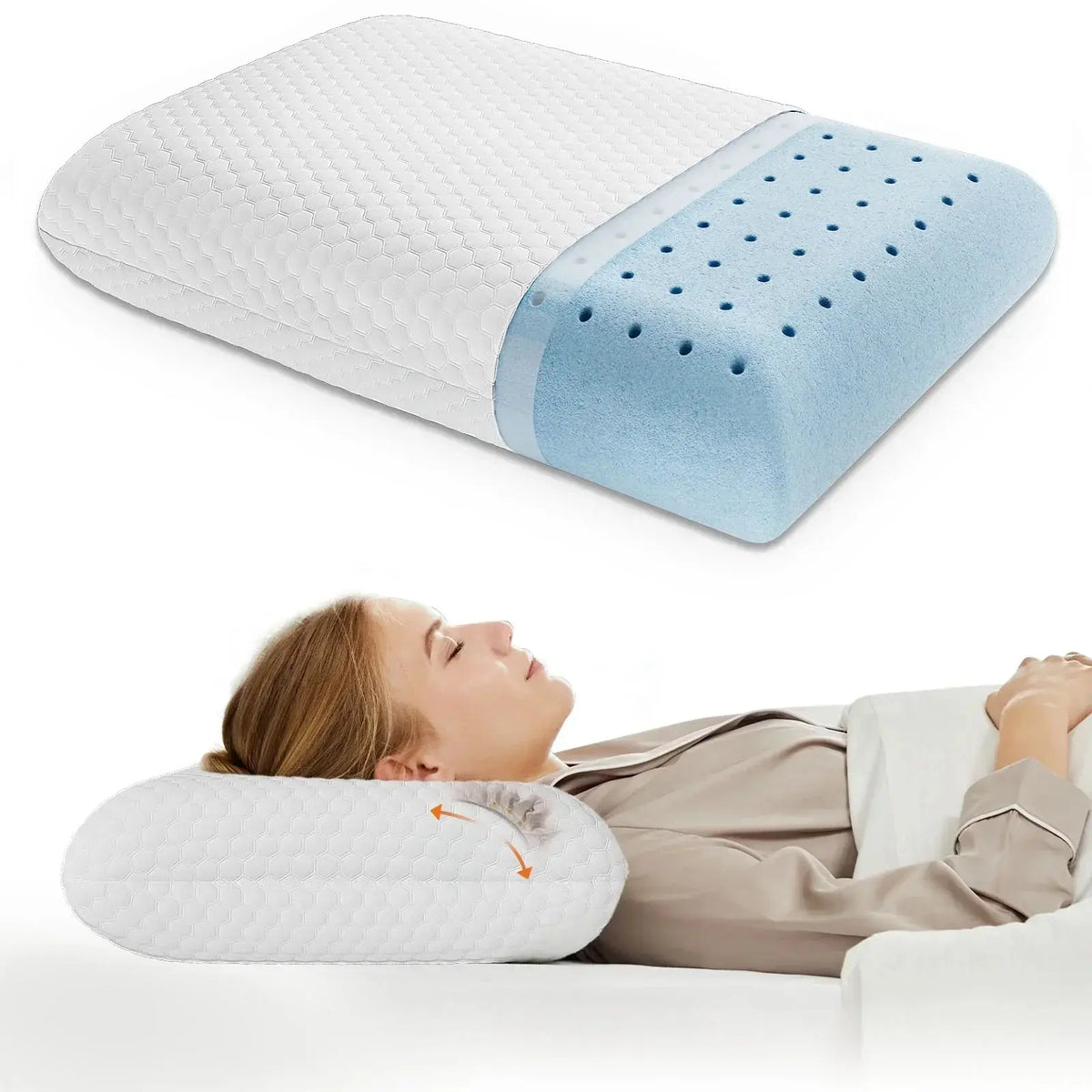 Ventilated Gel Memory Foam Pillow with Washable Cover