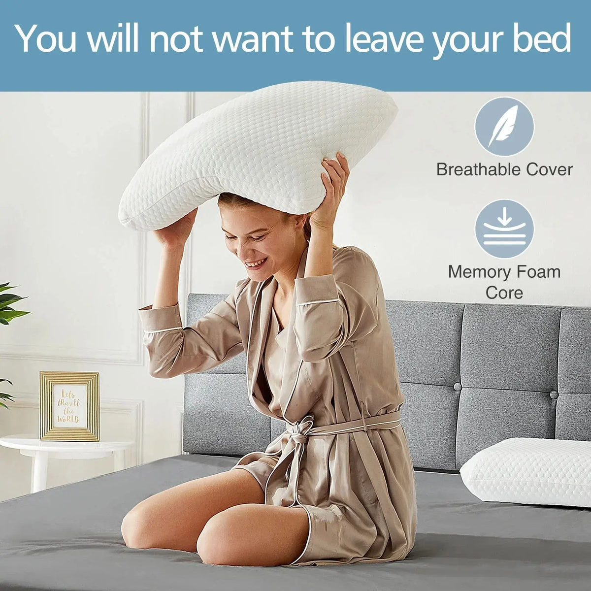 Ventilated Gel Memory Foam Pillow with Washable Cover