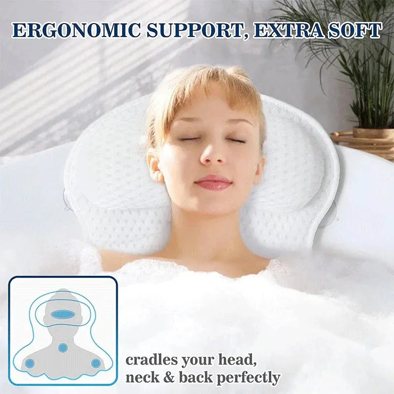 3D Mesh Suction Grip Bath Pillow