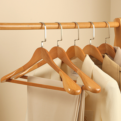 Luxury Wooden Clothes Hangers with Non-Slip Curved Design