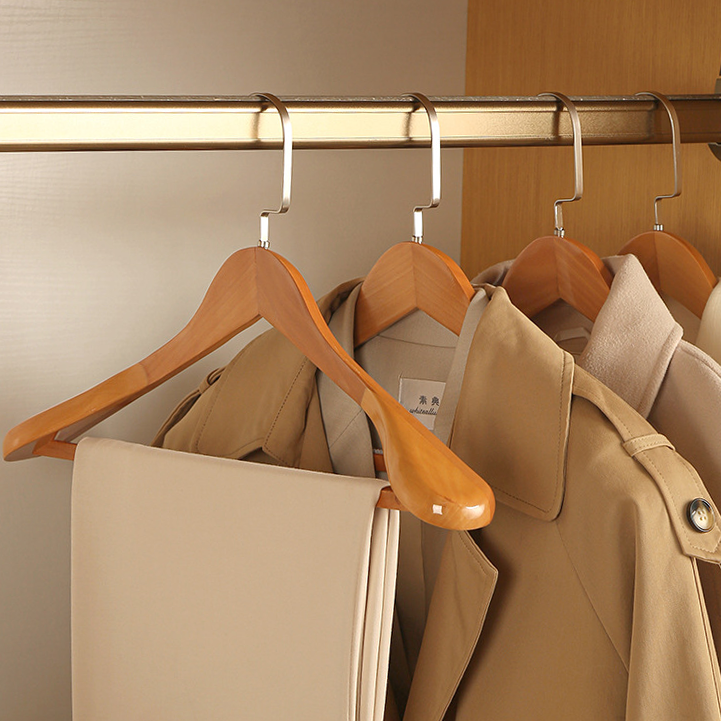 Luxury Wooden Clothes Hangers with Non-Slip Curved Design