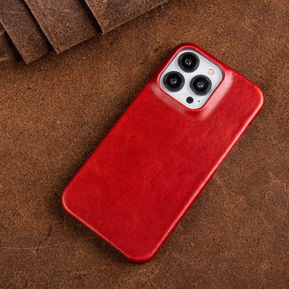 Genuine Leather iPhone Case – Oil Wax Cover with MagSafe, Drop Protection & Aged Patina Finish