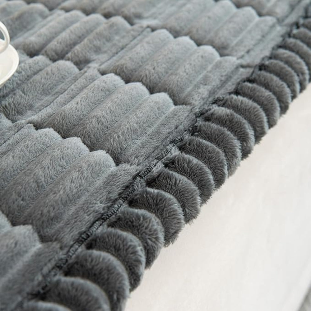 Plush Pleated Sofa Cover – Stretch Fit Slipcover Protector