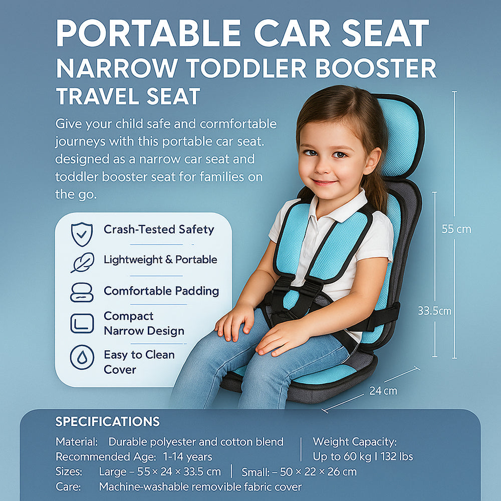 Portable Toddler Car Seat – Compact Narrow Travel Harness