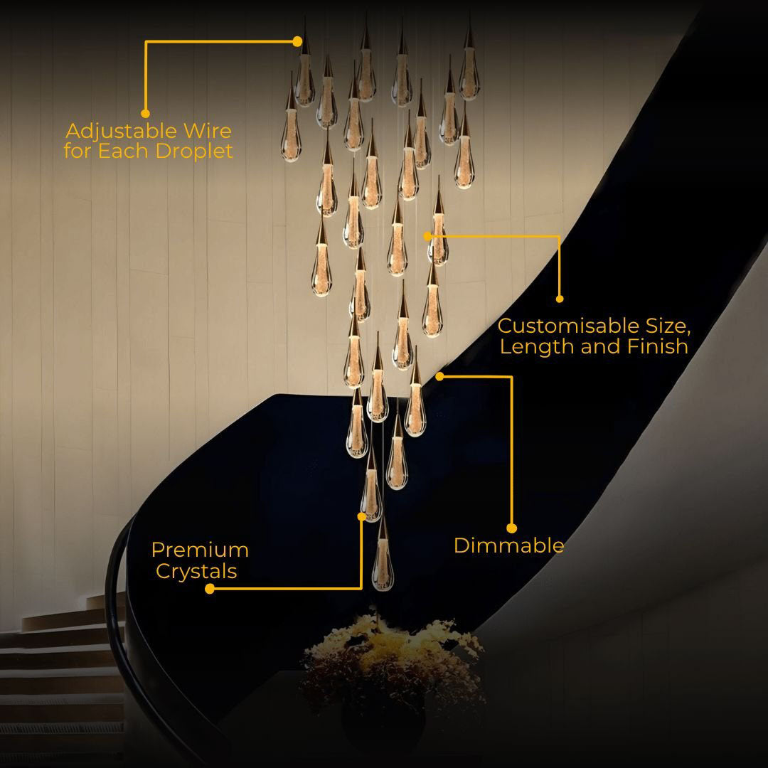 Dimmable Crystal Raindrop LED Chandelier