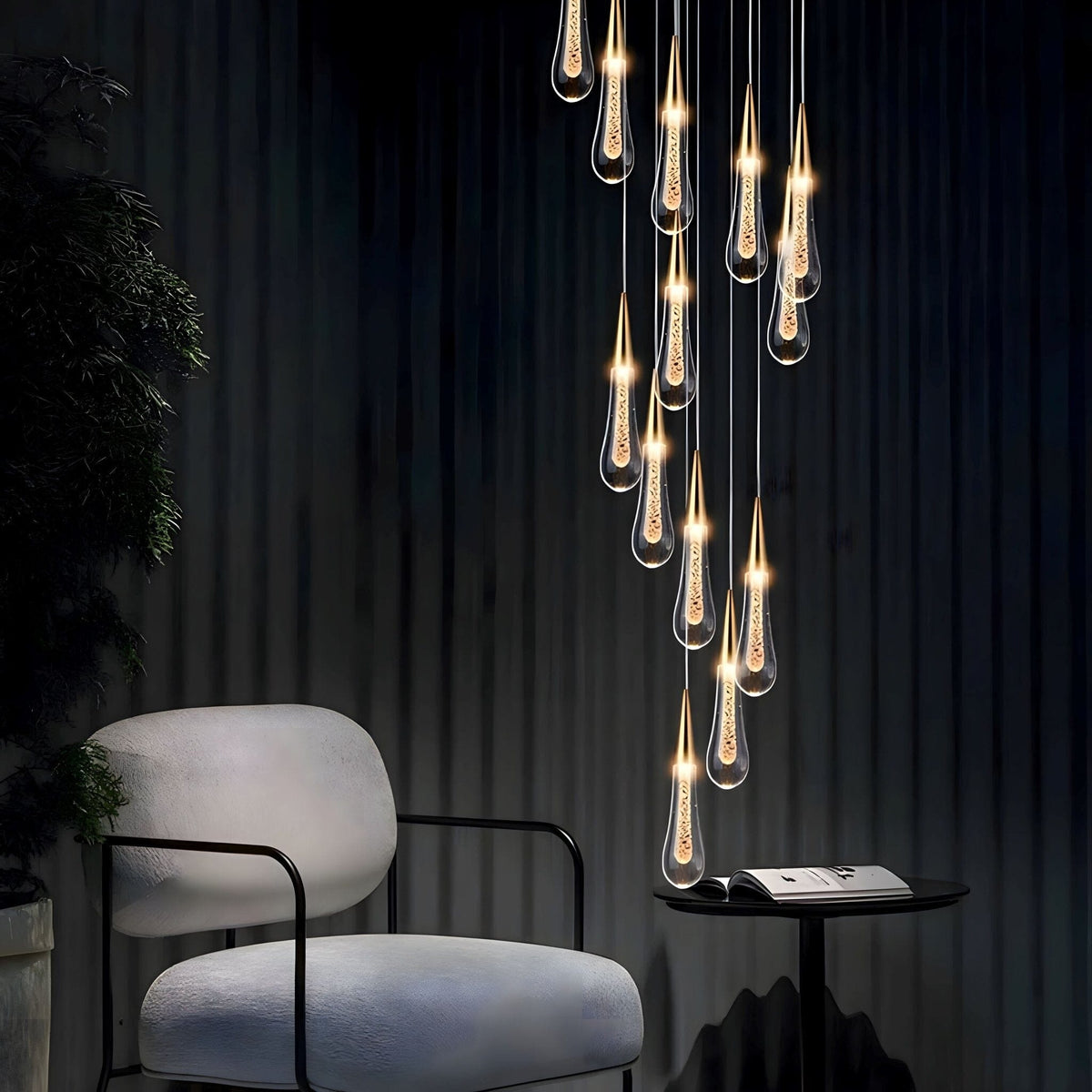 Dimmable Crystal Raindrop LED Chandelier – image 9