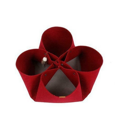 Felt Cat Cave Bed - Cozy Multi-Pocket Pet Hideout