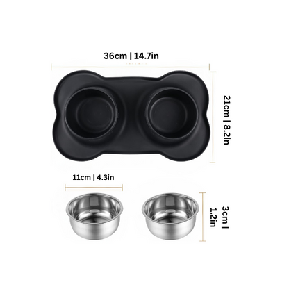 Stainless Steel Pet Bowls - Non-Slip Feeding Set