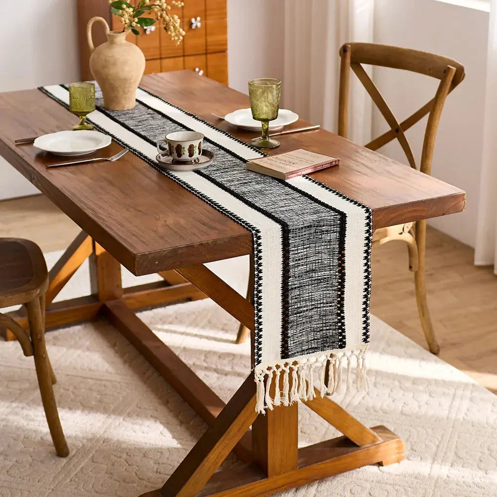 Brown Boho Table Runner Dining Decor